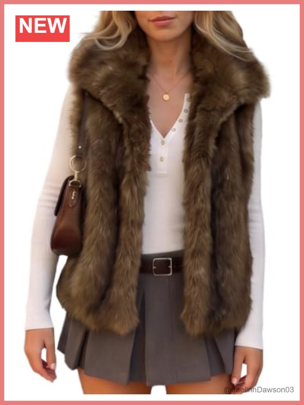 Faux Fur Vest Sleeveless Cropped Button Lapel Fluffy Shaggy